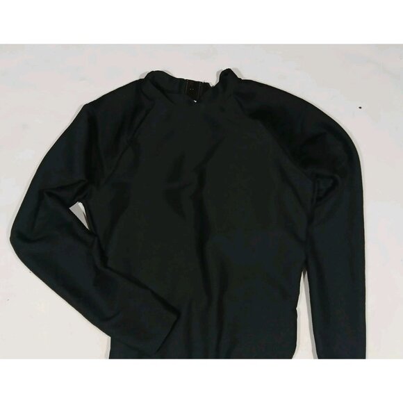 J. Crew Active Ribbed Long Sleeve One Piece Swimsuit Size 12 Black Rashguard - Picture 2 of 9